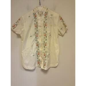 Daffodil Vintage Embroidered Short Sleeve button up blouse